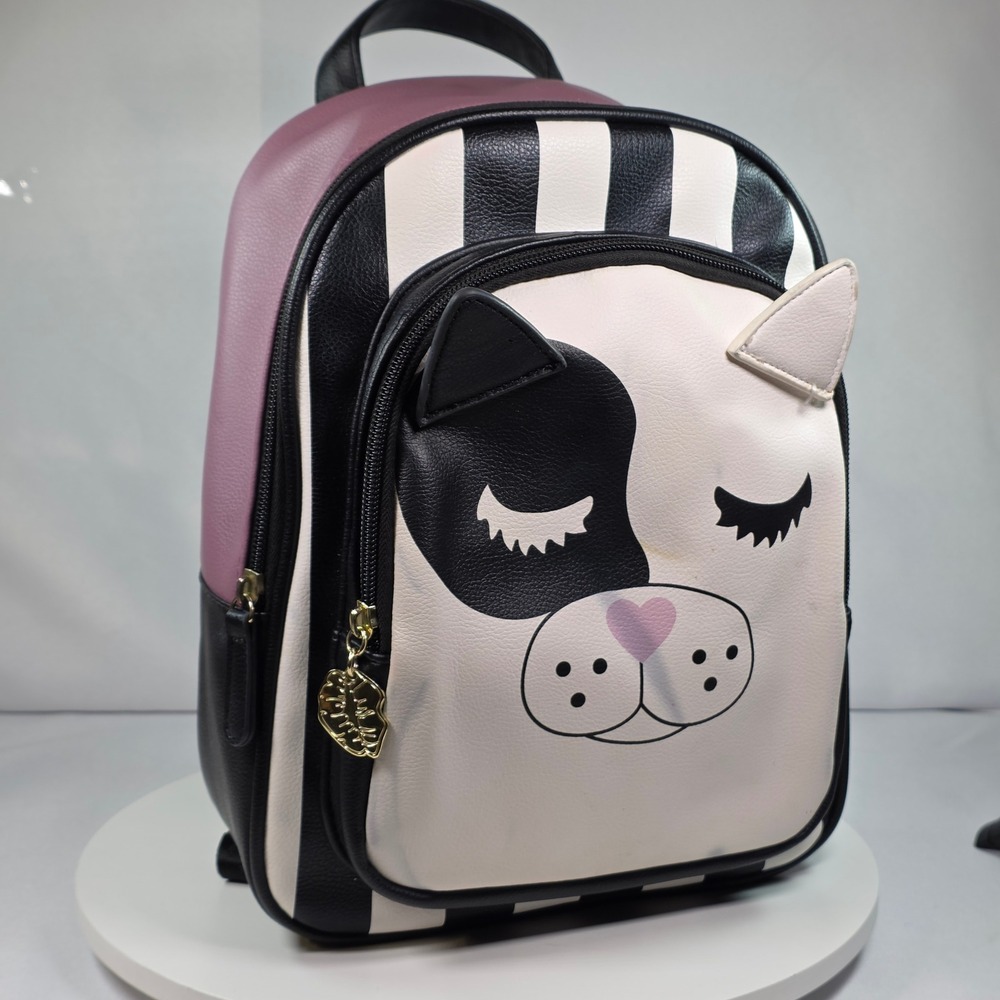 Luv Betsey Johnson French Bulldog‎ Mini Backpack Black White Pink Puppy Dog Bag